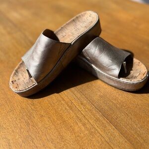 Børn gold platform slip-on sandals